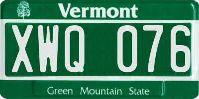 VT license plate XWQ076