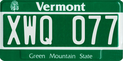 VT license plate XWQ077