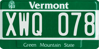 VT license plate XWQ078