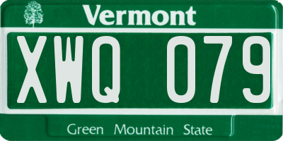 VT license plate XWQ079