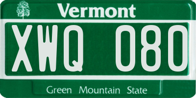 VT license plate XWQ080