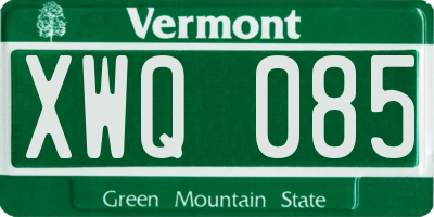VT license plate XWQ085