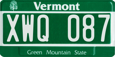 VT license plate XWQ087