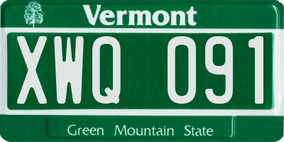 VT license plate XWQ091