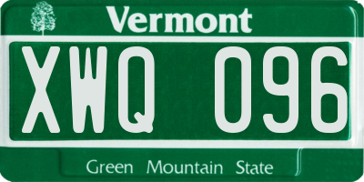 VT license plate XWQ096
