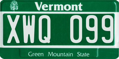 VT license plate XWQ099