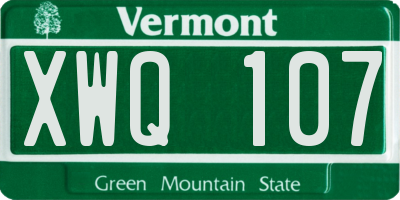 VT license plate XWQ107