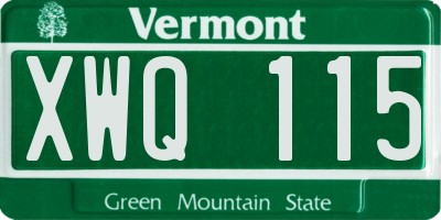 VT license plate XWQ115