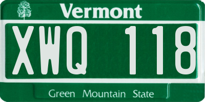 VT license plate XWQ118