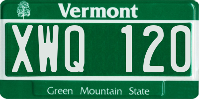 VT license plate XWQ120