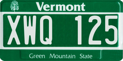 VT license plate XWQ125
