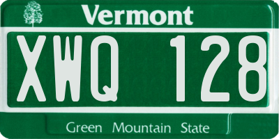 VT license plate XWQ128