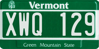 VT license plate XWQ129