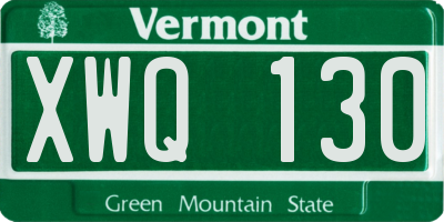 VT license plate XWQ130