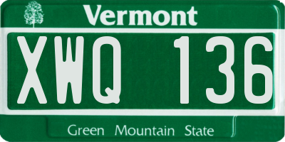 VT license plate XWQ136