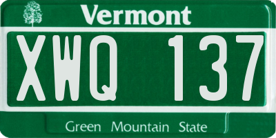 VT license plate XWQ137