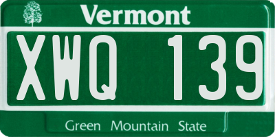 VT license plate XWQ139