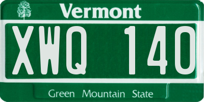 VT license plate XWQ140