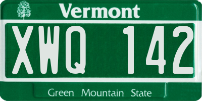 VT license plate XWQ142