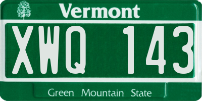 VT license plate XWQ143