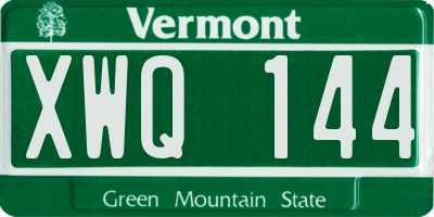 VT license plate XWQ144