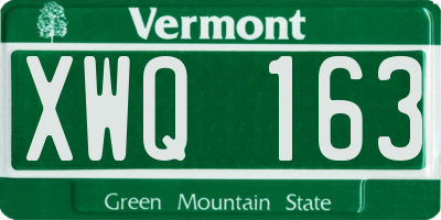 VT license plate XWQ163