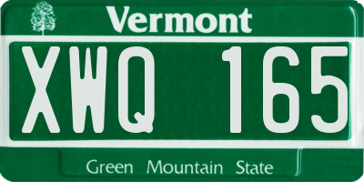 VT license plate XWQ165