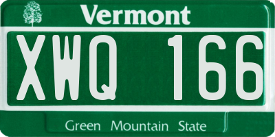VT license plate XWQ166