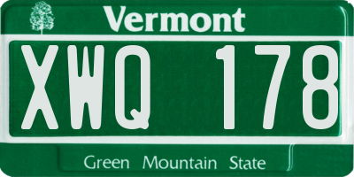 VT license plate XWQ178