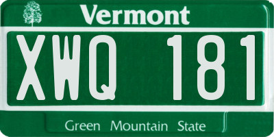 VT license plate XWQ181