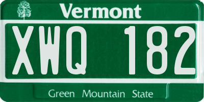 VT license plate XWQ182