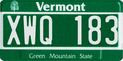 VT license plate XWQ183