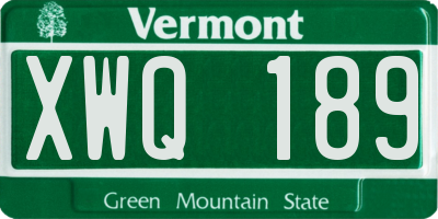 VT license plate XWQ189
