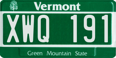 VT license plate XWQ191