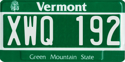 VT license plate XWQ192