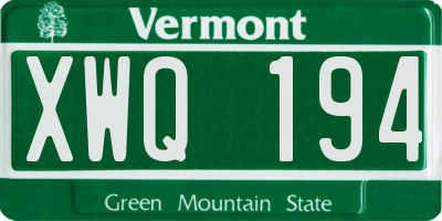 VT license plate XWQ194