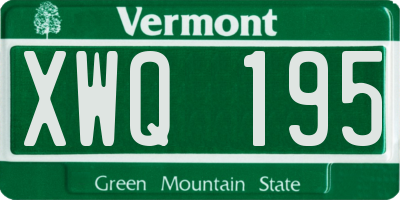 VT license plate XWQ195