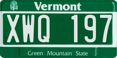 VT license plate XWQ197