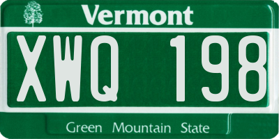 VT license plate XWQ198
