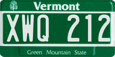 VT license plate XWQ212