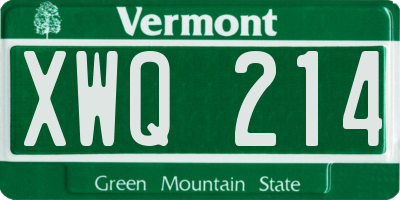 VT license plate XWQ214