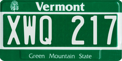 VT license plate XWQ217