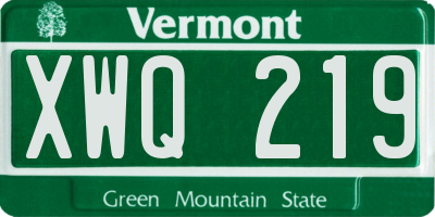 VT license plate XWQ219