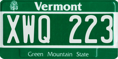 VT license plate XWQ223