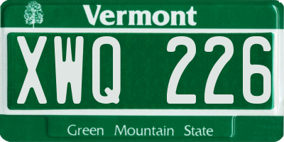 VT license plate XWQ226