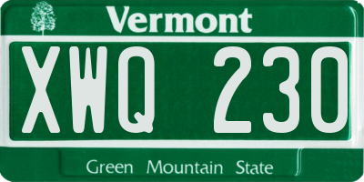 VT license plate XWQ230