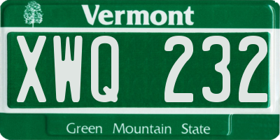 VT license plate XWQ232