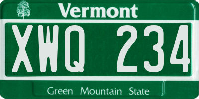 VT license plate XWQ234