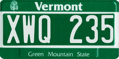 VT license plate XWQ235