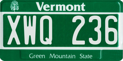 VT license plate XWQ236